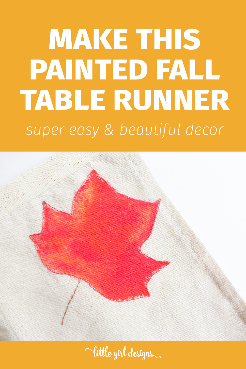 This fall table runner is so pretty and simple to make! Turn on a movie, paint and stitch away, and you'll have a lovely table runner for fall.