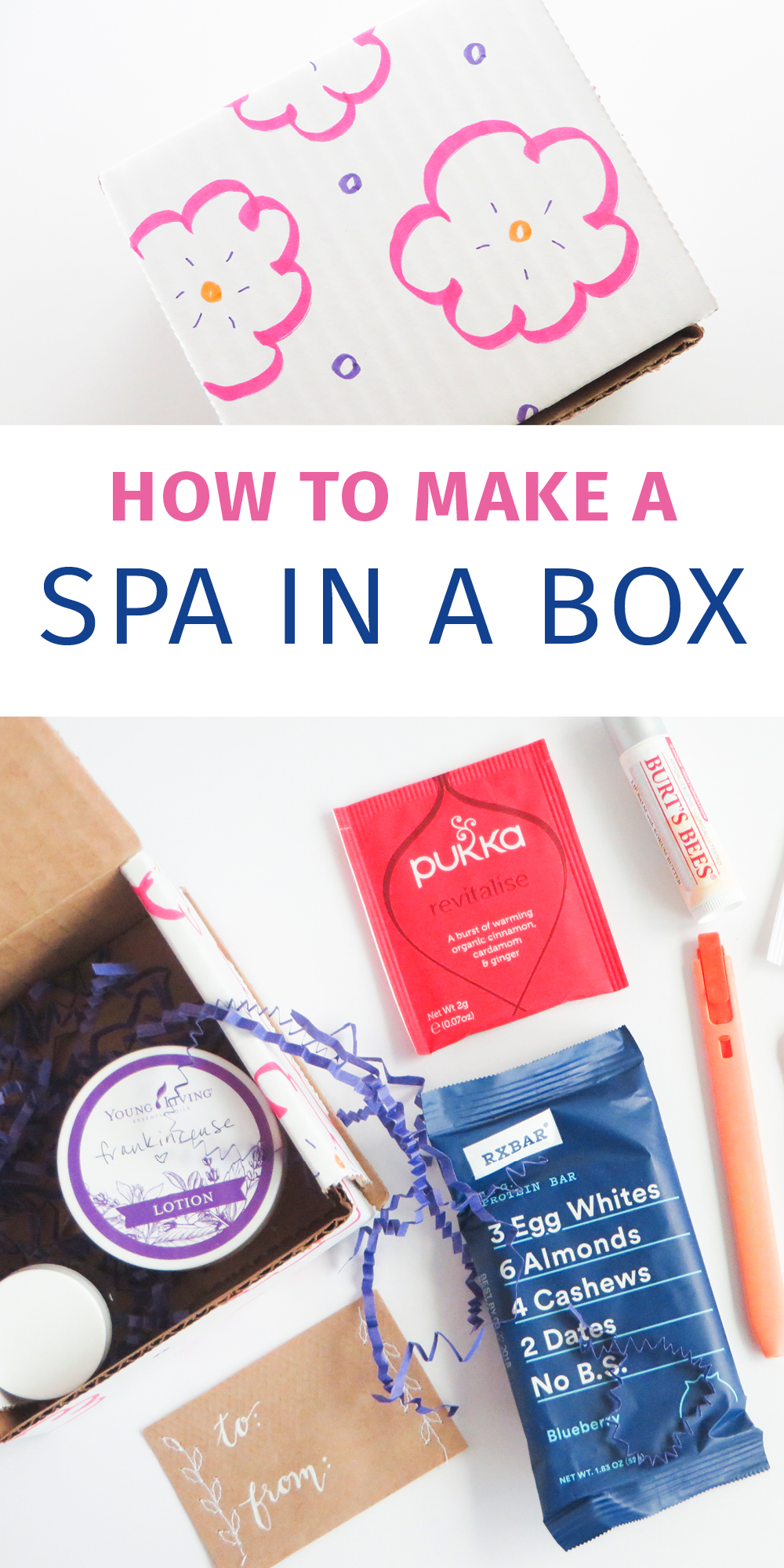 I love this idea! How to make a DIY spa in a box gift for a friend. So cute! I'd add my homemade sugar scrub and bath bomb; I know my friend will love this!